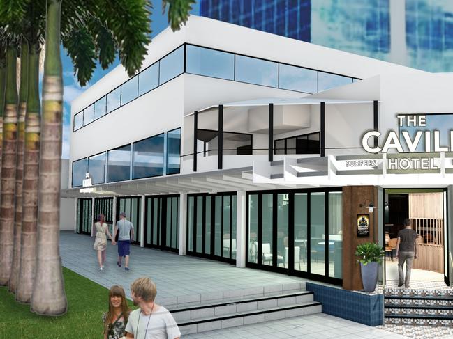 Outside The Cavill Hotel which will has been transformed from Melbas on the Park in Surfers Paradise. Photo: Supplied