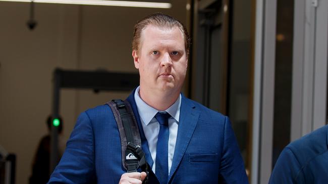 Police officer Kristian White leaves the Supreme Court on Wednesday after being found guilty of Manslaughter. Picture: NewsWire / Nikki Short