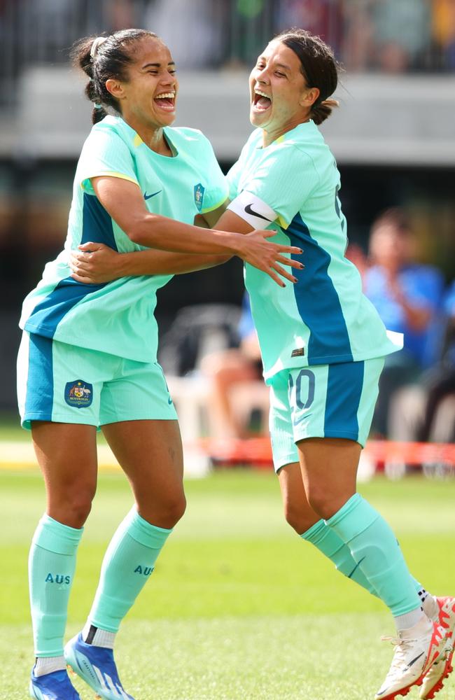 Sam Kerr and Matildas teammate Mary Fowler were the top searched Aussies for 2023. Picture: James Worsfold/Getty Images