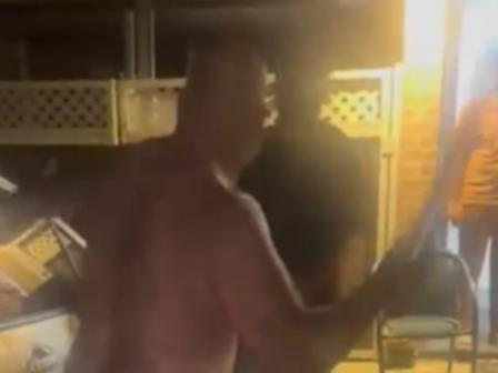 Screen grabs from a video showing the horrific moment a 40-year-old man allegedly attacked an international student with a metal pole after demanding he “stop the f***ing noise”. Picture: 7 News