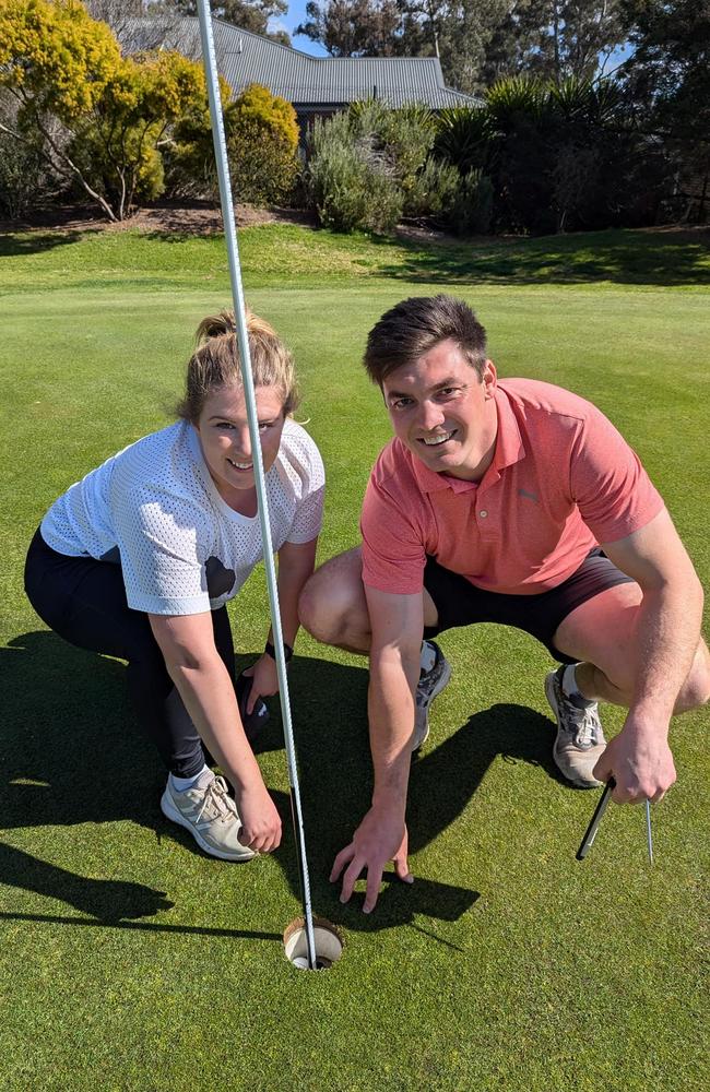 Georgina and Ben Haines scored consecutive holes-in-one on the weekend. Picture: Supplied