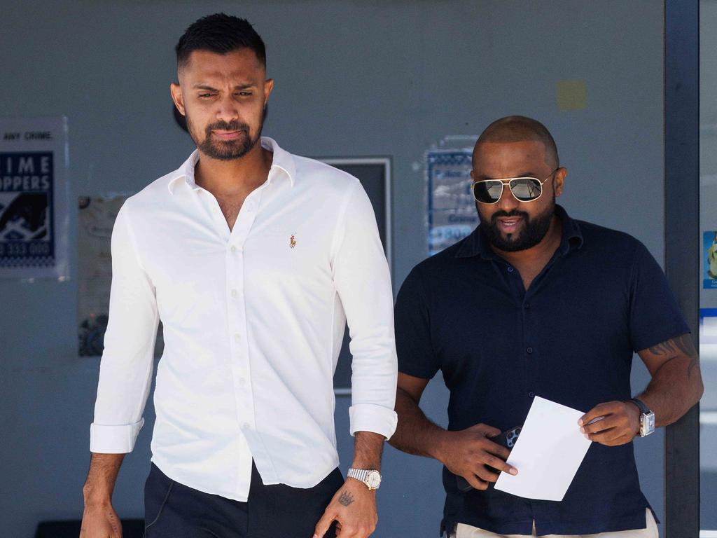 Sri Lankan cricketer Danushka Gunathilaka has been seen reporting to police in Eastwood for the first time since he was released from custody on bail. Picture: NCA NewsWire / David Swift