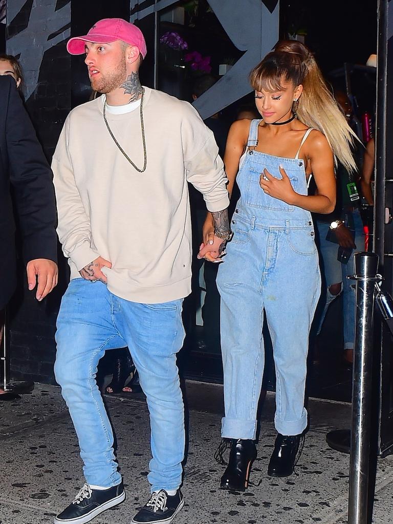 Ariana Grande and Mac Miller spotted leaving the Republic Records VMA After Party in New York City. Picture: Splash