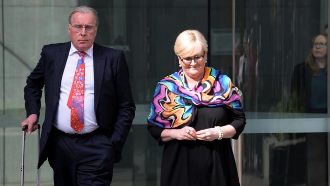 Senator Linda Reynolds and and lawyer Martin Bennett outside the David Malcolm Justice Centre on Tuesday. Picture: NewsWire / Sharon Smith