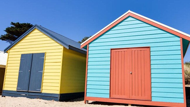 Frankston foreshore beach boxes.