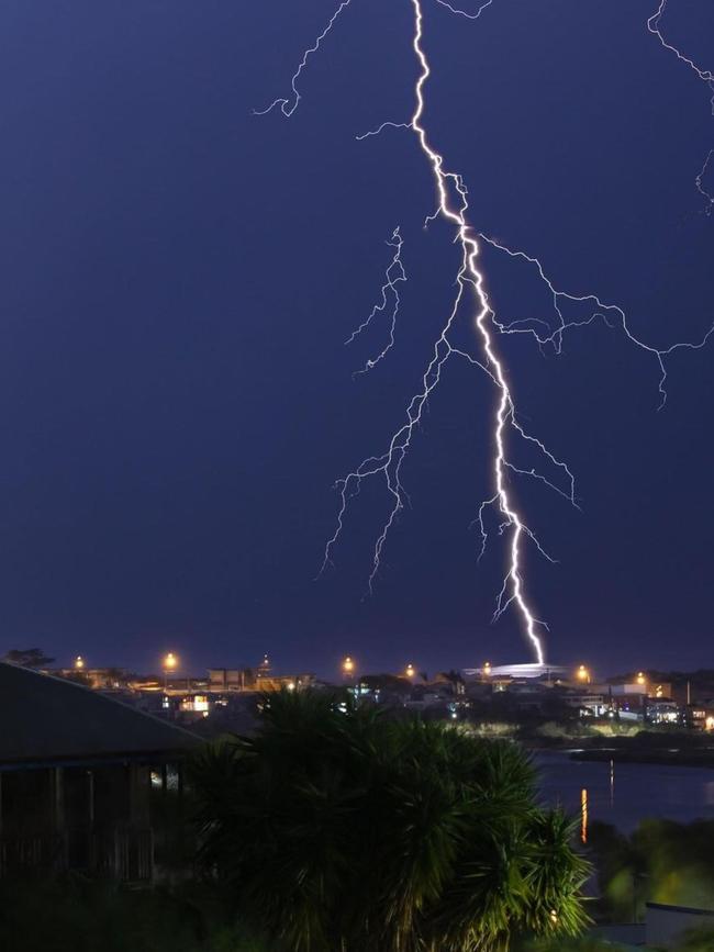 Lightning strikes at Southport, Queensland. Picture: @mattorrz/Instagram