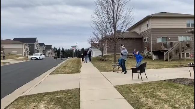 Neighbours Dance to 'Jump Around' During COVID-19 Lockdown in Wisconsin