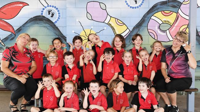 MY FIRST YEAR: Funny faces. Gympie West Prep. Picture: Patrick Woods.
