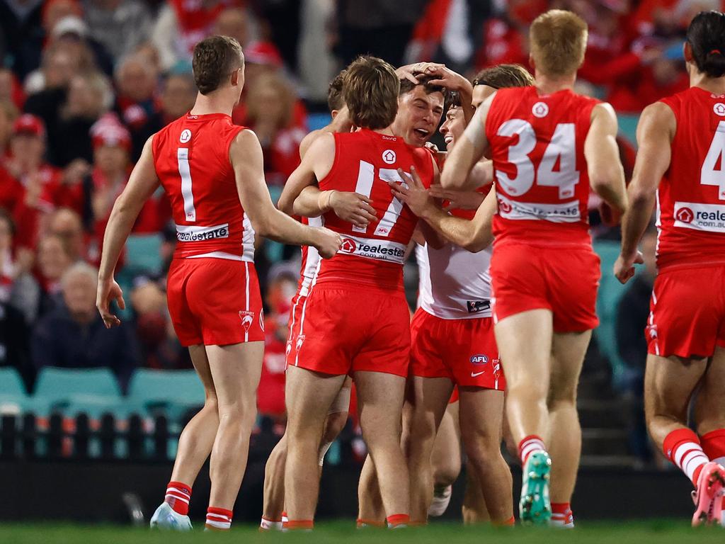 Will Hayward booted three goals for the Swans. Picture: Michael Willson/AFL Photos via Getty Images