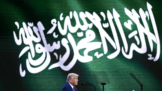 Donald Trump speaks during the Saudi-US investment forum at the King Abdul Aziz International Conference Center in Riyadh. Picture: AFP