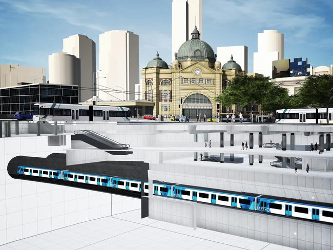 An artist’s impression of the Melbourne Metro station CBD South.