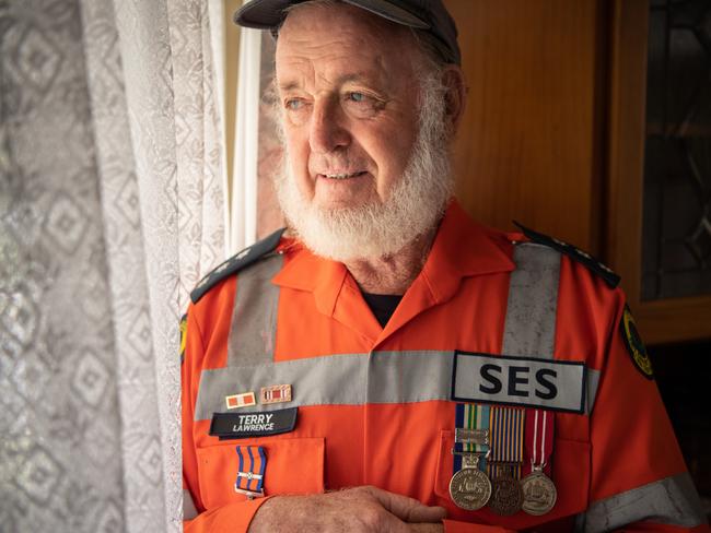 Terry Boatswain, awarded for his 20 years of service to the Lawrence SES. Photo: Adam Hourigan