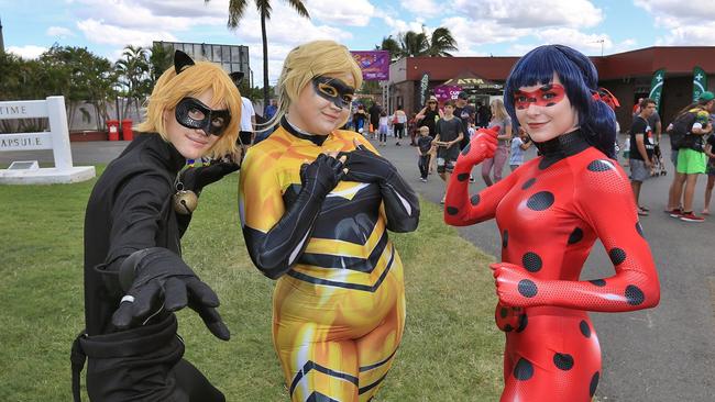 L-R Simon Bartlem, Kaitlyn Sorensen and Tayla Schmidt at CapriCon.Photo Liam Fahey / Morning Bulletin