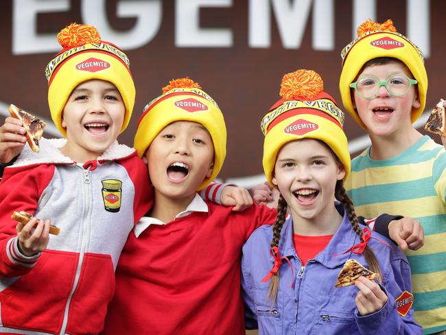 **UNDER EMBARGO UNTIL THURSDAY JUNE 29** VEGEMITE celebrating 100 years will launch the highly anticipated Ã¢â¬ÅHappy Little Vegemites RemakeÃ¢â¬Â ad. Vegemite kids Cyril 7, Xavier 11, Ava 10 and Albie 7 are some of the kids who feature in the new ad.     Picture: David Caird