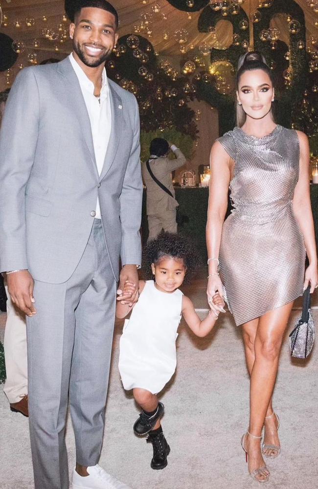 Khloe Kardashian and Tristan Thompson with their daughter, True.