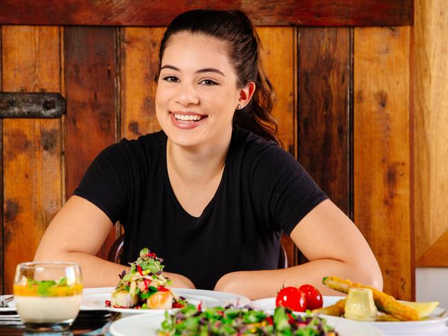 Waitress Emma Galea, 19, at The Distillery Woodfire Restaurant in Minchinbury. Picture: Jonathan Ng