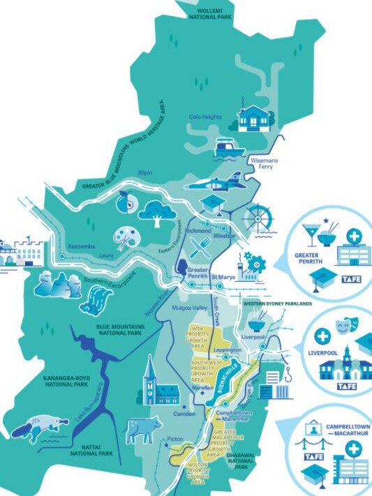 The Greater Sydney Commission's map of the Western City of Sydney.