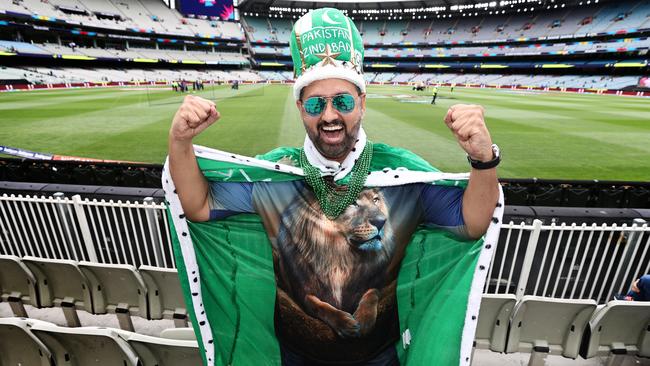 A Pakistan supporter gets pumped up pre-match. Picture by Michael Klein