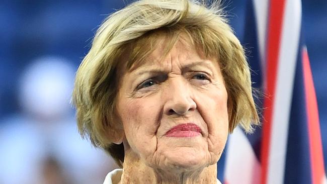 Margaret Court looks on during a Tennis Hall of Fame ceremony at last year’s Australian Open. Picture: Morgan Hancock/Getty Images