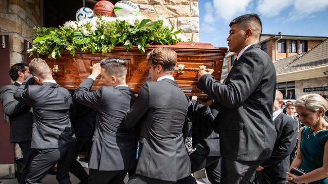 Friends and family at the funeral of Tommy Valentino, 16. AAP Image / Julian Andrews).