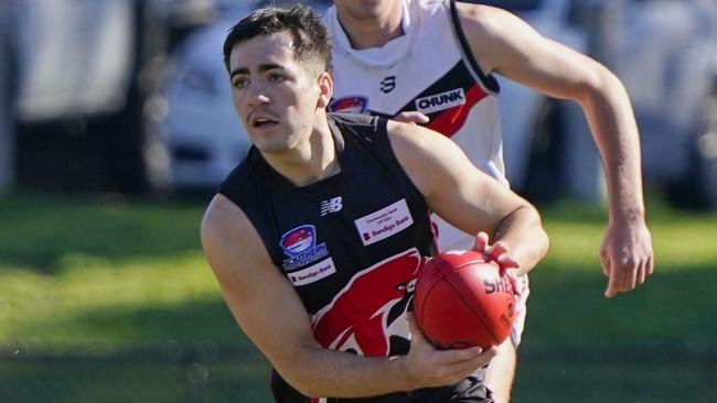 Southern league Division 3 football Anzac Day round: Frankston Dolphins v Black Rock. Dolphins player Archie Zarb. Picture: Valeriu Campan