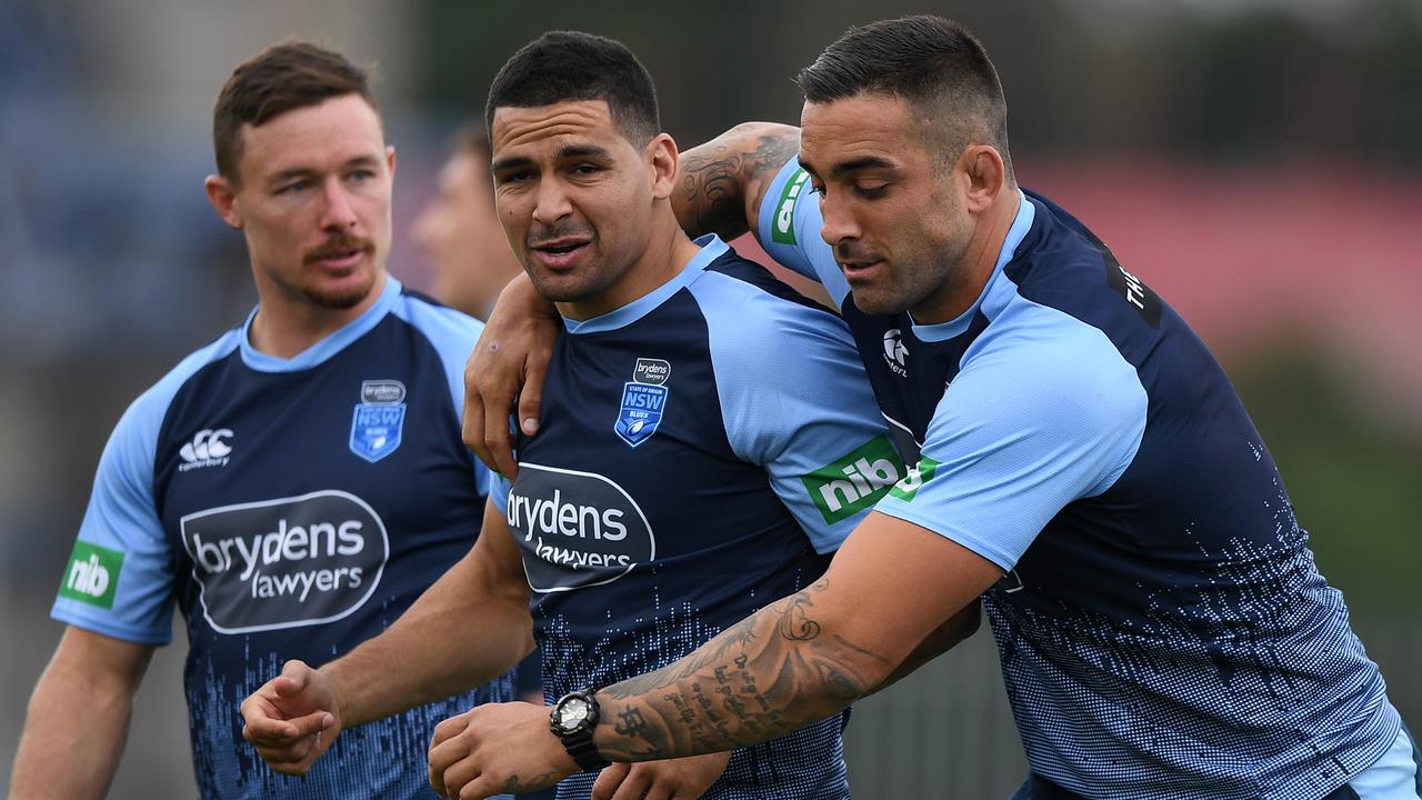 Cody Walker (centre) has a target on his back for Queensland.