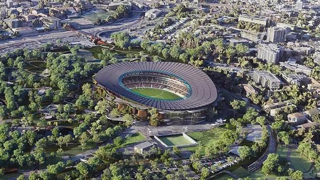 An artist’s impression of Brisbane Stadium in Victoria Park for the Brisbane 2032 Olympics.