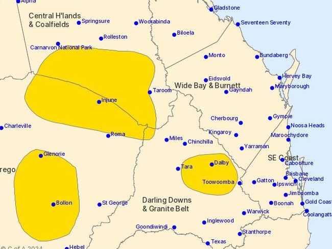 A severe thunderstorm warning has been issued for parts of Queensland. Picture: BOM