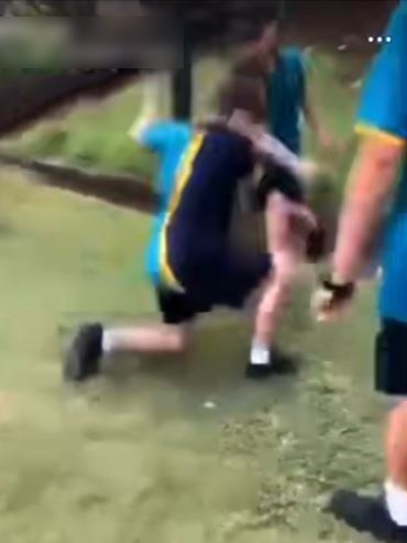 Students fighting at Beaudesert State High School. Picture: Supplied