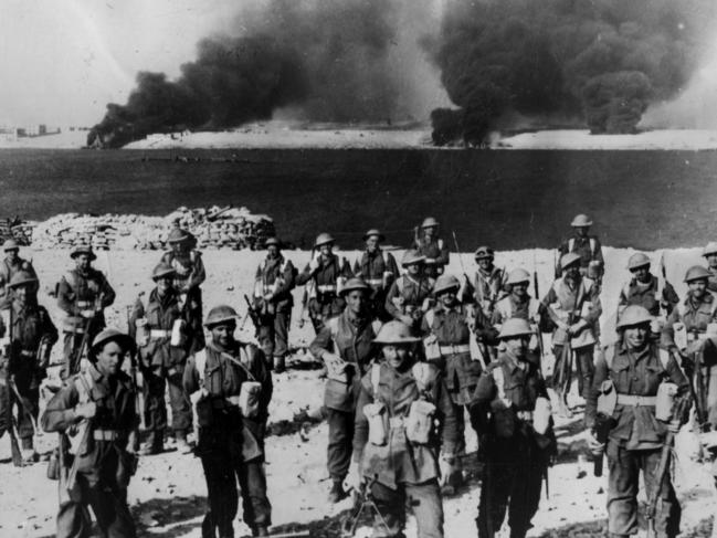 Members of the Australian 9th Division, pictured here on an escarpment prior to the final assault on Tobruk. Australian infantrymen played a major role in carrying out Churchill’s directive during World War II, that Tobruk was to be held “at all costs …” Picture: Commonwealth Department of Information.