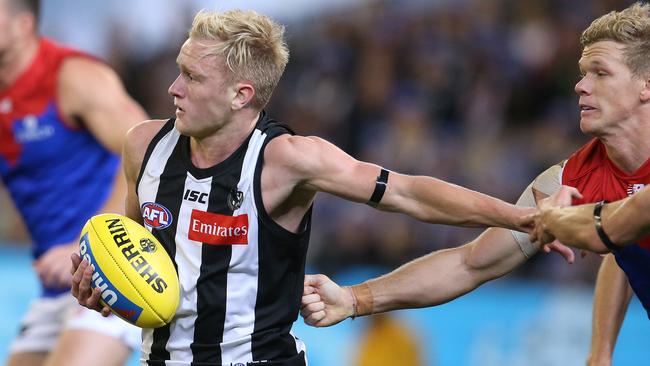 Collingwood young gun Jaidyn Stephenson was hit with a 22-week ban, with 12 weeks suspended, on Wednesday. Picture: Michael Klein