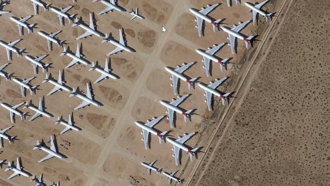 Qantas planes in the Mojave Desert, California. Picture: Google Earth