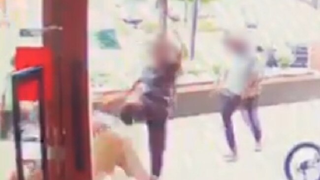 <span capiid="df7c29b4070a0fd63b4f14b0cdc90084" class="captionCapiVideo">CCTV captures the moment Coolangatta Lines Skate Store owner Les Graue was allegedly bashed by teens.</span> Picture: Supplied