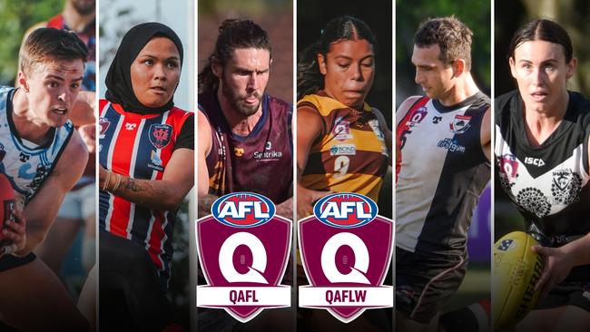 Standout performers from the latest round of QAFLW and QAFL. Pictures: Highflyer Images and Brooke Sleep Media.