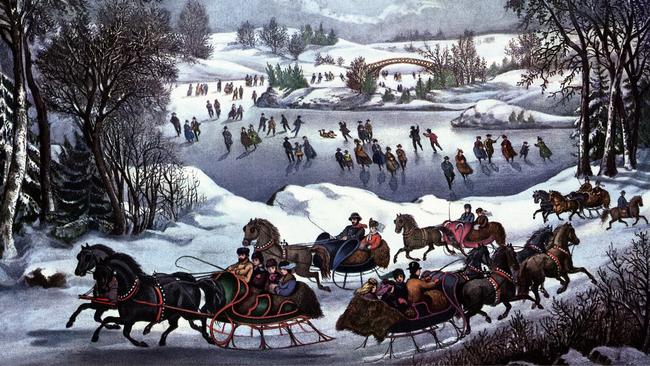 Christmas card from the 1860s published by Currier and Ives