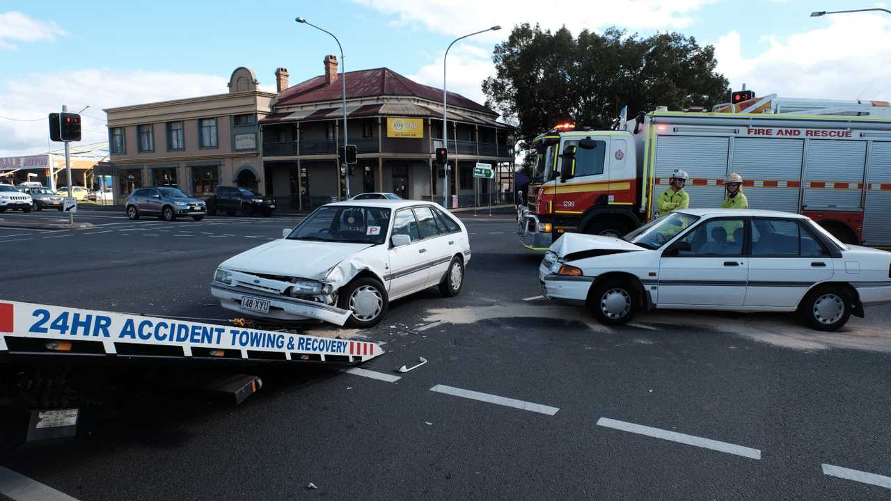 Two-vehicle crash on the corner of James and Ruthven Sts, 22/05/19. 1pm. Picture: Matthew Newton