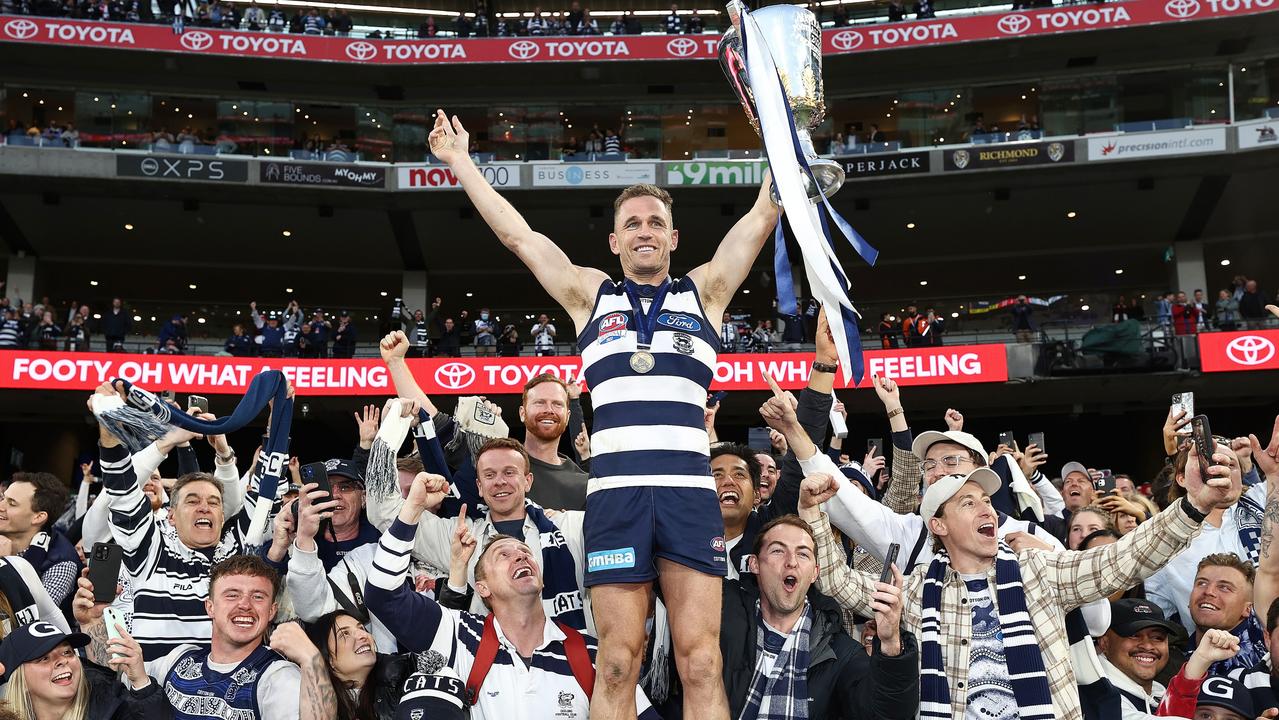 A repeat of Joel Selwood’s celebration is on the cards. Picture: Michael Klein