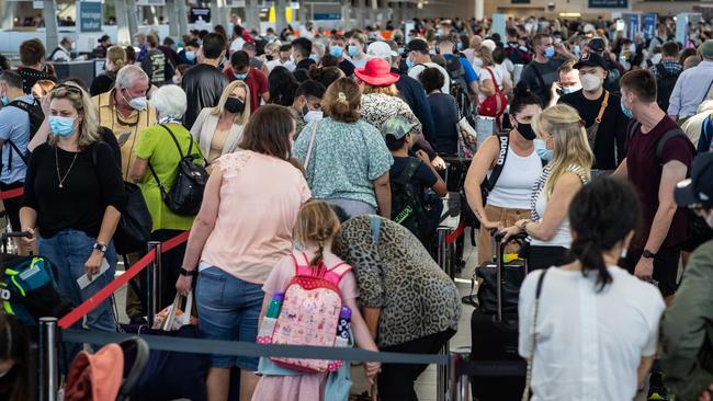 Sydney Airport struggled with the Easter surge. Picture: Julian Andrews