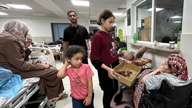 Thousands of displaced residents are sheltering at Al-Shifa Hospital in Gaza. Picture: AFP