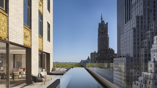 A render of the outdoor swimming pool at Aman New York.