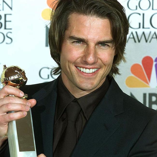 Tom Cruise accepting award for best supporting actor for his role <span id="U801666256493ULI" style="font-weight:normal;font-style:italic;">Magnolia</span> at the Golden Globe Awards in 2000.