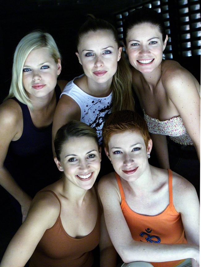 Members of Bardot (from left to right) Sophie Monk, Belinda Chapple, Tiffany Wood and Sally Polihronas and Katie Underwood in the front row.