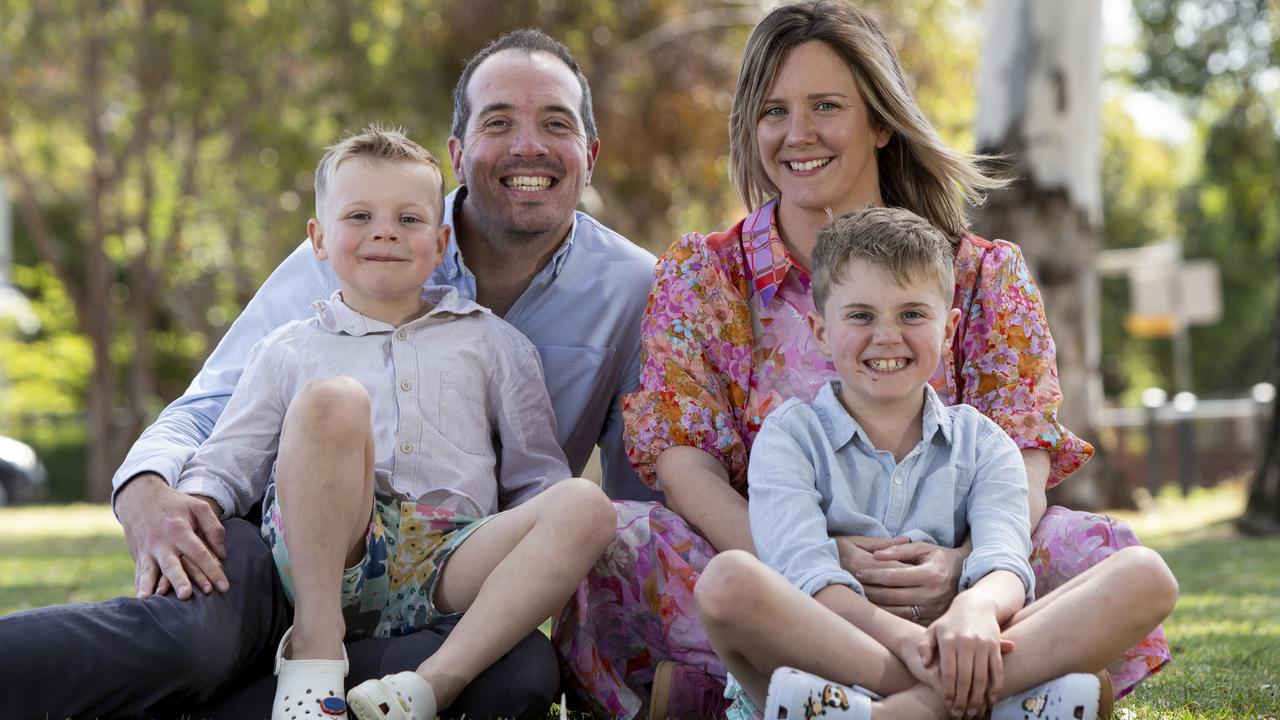 Ben, wife Tania and boys Oliver, 8, and Ari, 5. Picture: Brett Hartwig