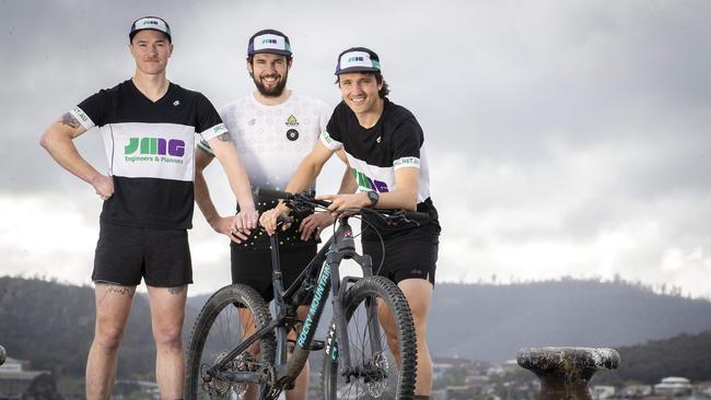 Callum Fagg, Robbie Hunt and Alex Hunt ahead of the Freycinet Challenge last year. Picture: Chris Kidd