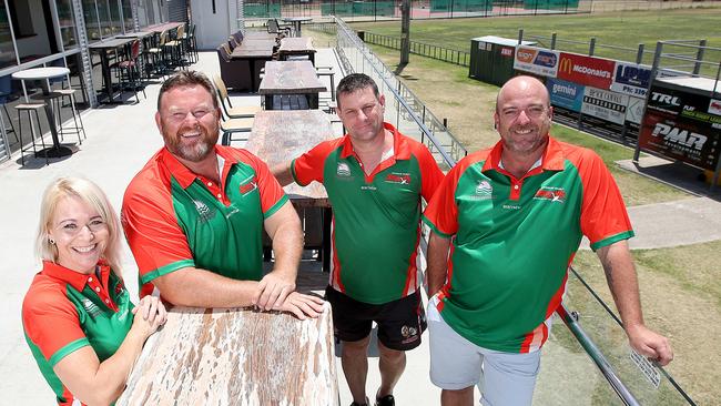 Jo Brinkley, Adam Lipke, Mark Gliddon and Shane Vaughan from Wynnum Juniors Rugby League. Picture: AAP/Jono Searle