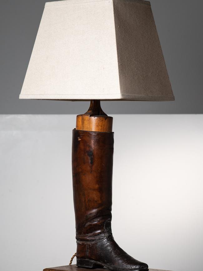 Handmade boot lamp.