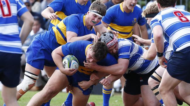 Action from the GPS first XV rugby match between Nudgee College and Toowoomba Grammar School. Photo:Tertius Pickard