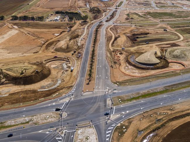 Aerial images of intersection of Riverlea Boulevard and Port Wakefield Rd, marking the entry to the $3 billion Riverlea housing development. Picture: Supplied by Walker Corporation