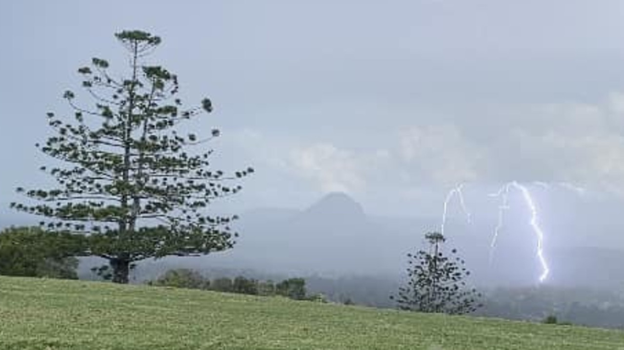 Michael Wedge posted this picture of the lightning over the hinterland after storms and hail at Gympie and on the Sunshine Coast.