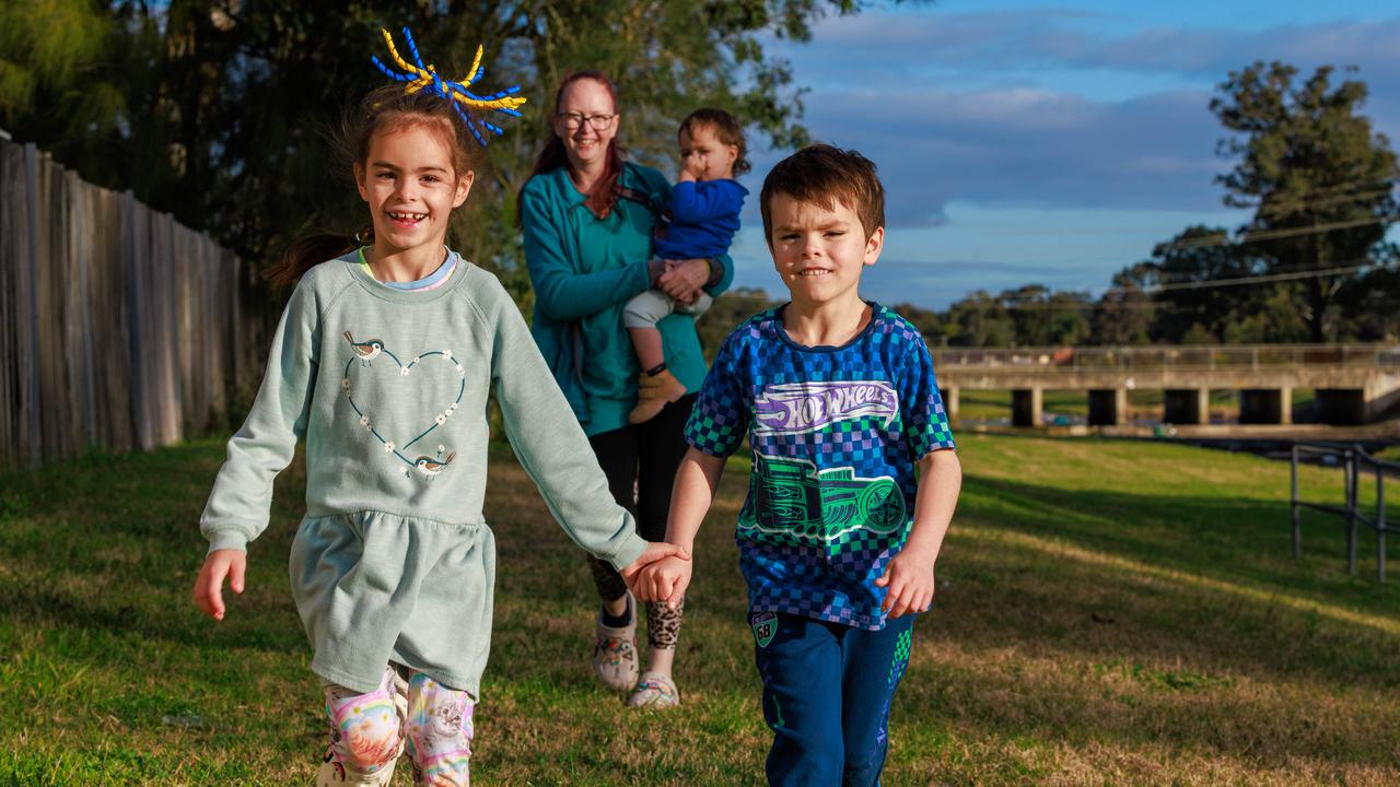 Mum of three Kate Sohl said the cost of groceries has tripled. Picture: Justin Lloyd.